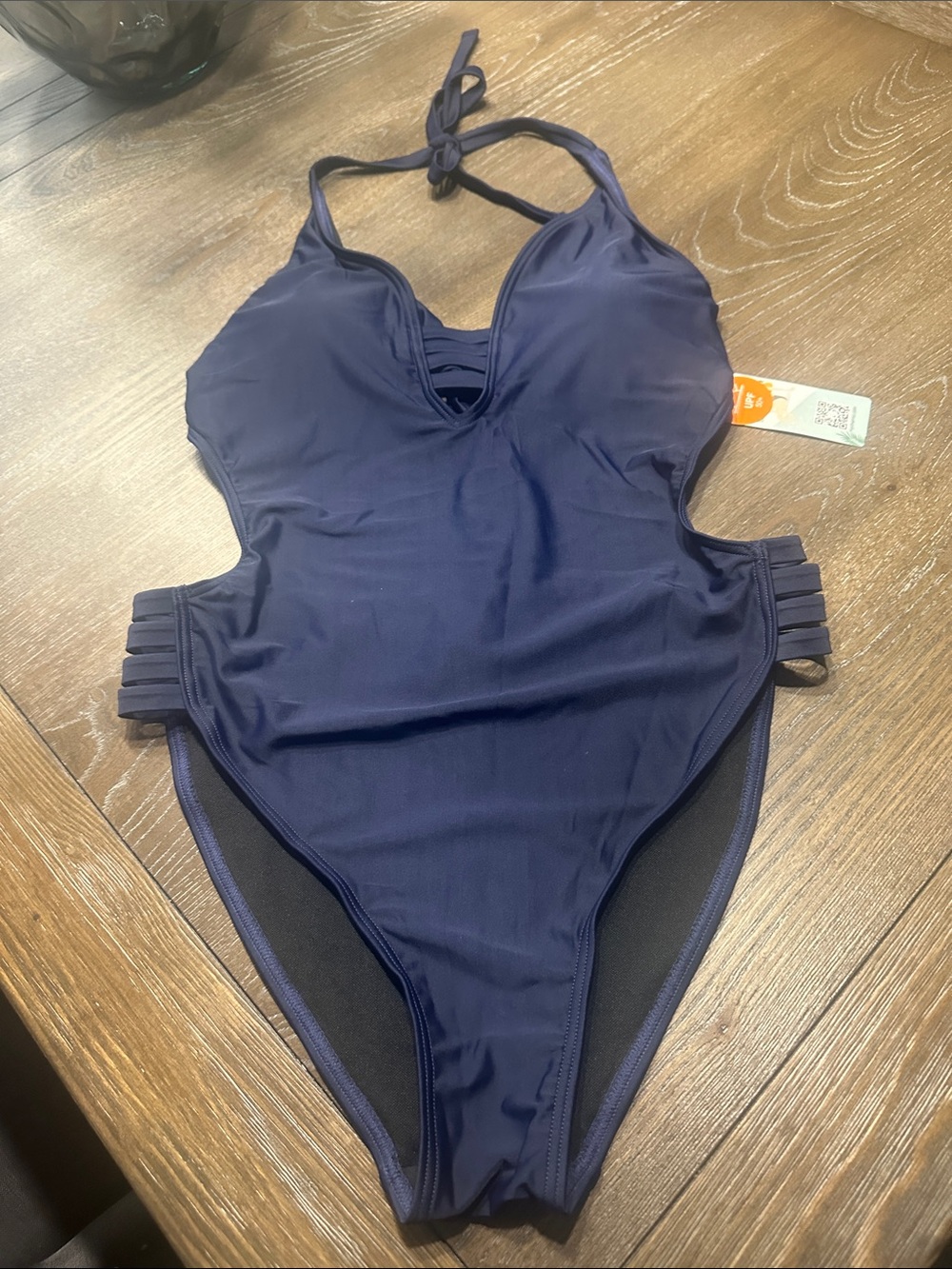 Plunge One-Piece Swimsuit in Navy